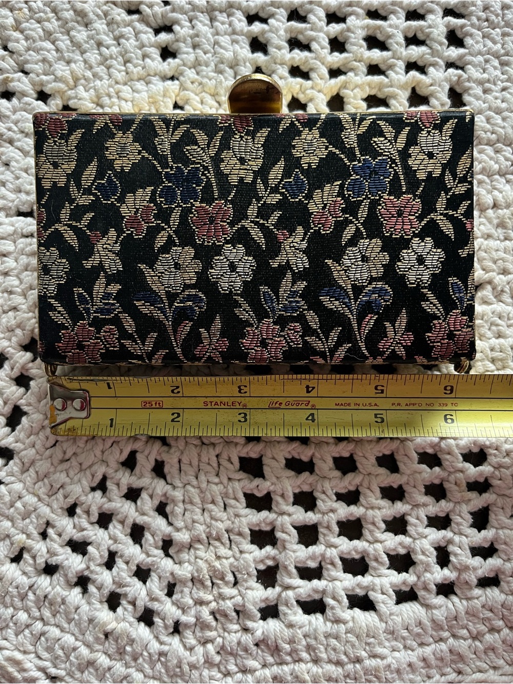 Vintage Floral Black Brocade Clutch Wallet